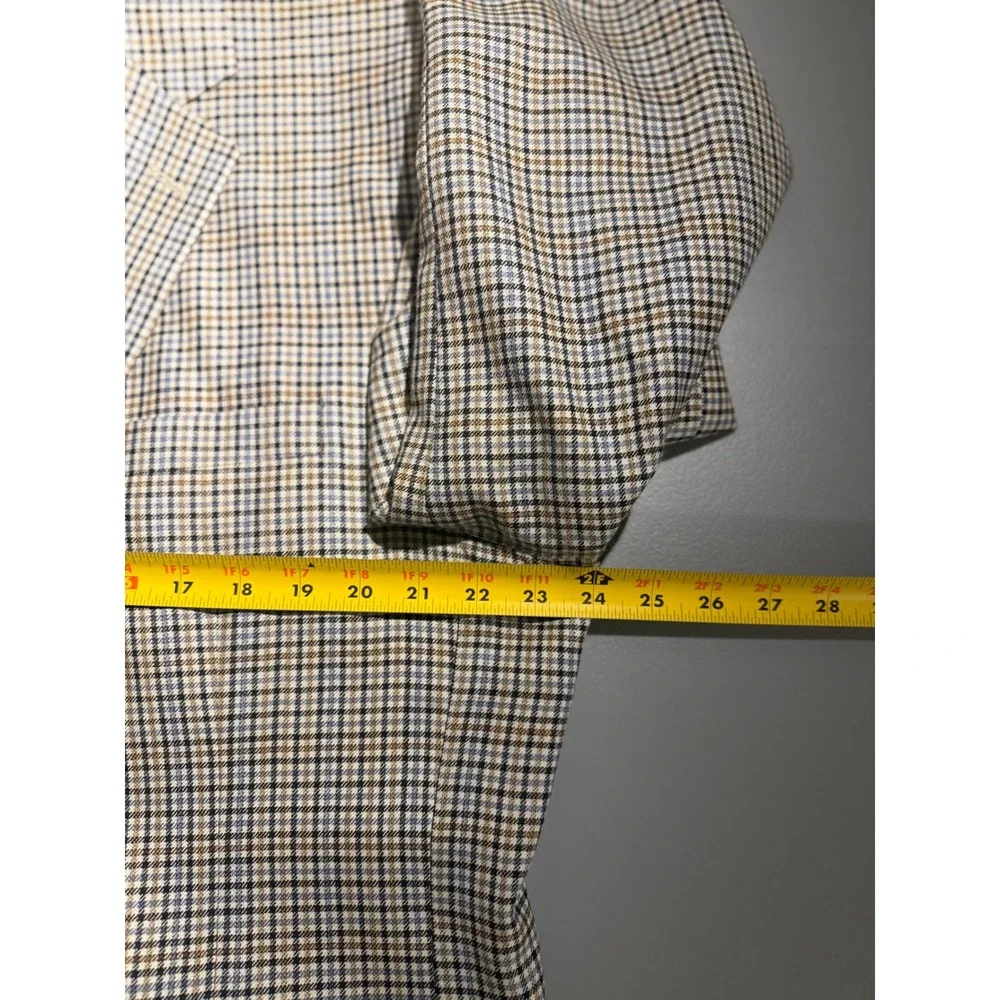 Jos. A. Bank Mens 44L Silk Wool Blend Check Sport Coat Blazer Tan Blue H0573